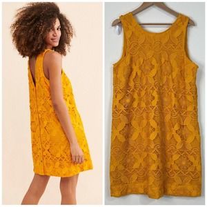 NWOT Anthropologie Lace Mini Dress Size L Marigold Sleeveless Shift